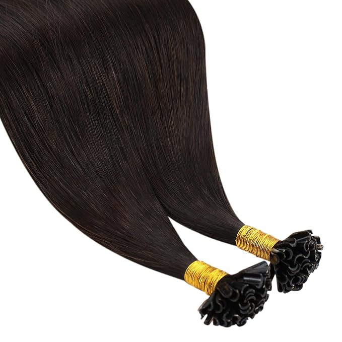 YoungSee U Tip Hair Extensions Human Hair Dark Brown U Tips Real Hair Extensions for Long Hair Dark Brown 22 Inch 50s/50g