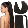 Ve Sunny Hair Extensions Ponytail Real Human Hair Wrap Around Clip in Ponytail Hair Extensions Straight Extensions Human Hair for Women Brunette Dark Brown 20inch 80G