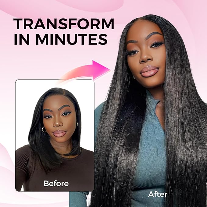 Lashey Seamless Clip in Hair Extensions Human Hair Extensions, 160g 9pcs Straight Natural Black Fuller Real Human Hair Clip in Extensions 16 Inch