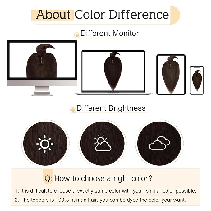 SEGO Hair Toppers for Women Real Human Hair With Bangs, 7 * 13CM Silk Base 100% Remy Human Hair Clip in Top Wiglet Hairpieces Add Volume -10 Inch Dark Brown