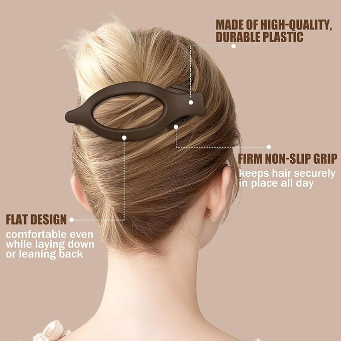 Flat Hair Clips for Women - 6 PCS French Flat Claw Clips Medium Hair Clips for Girls Large Hair Claw Clips for Thick or Thin Hair Strong Hold No Slip Hair Accessories for women (Brown)