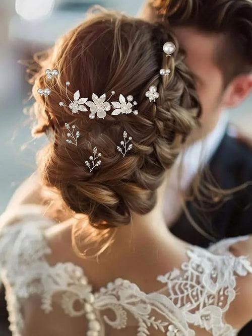 12 Pieces Bride Hair Pins Rhinestones Hair Accessories for Women Crystal Wedding Hairpiece for Bridesmaids