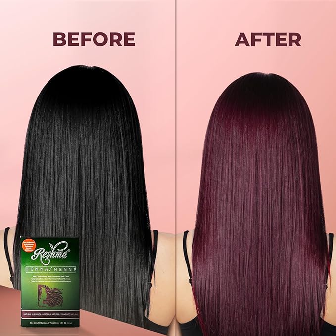 Reshma Beauty 30 Minute Henna Hair Color Infused with Organic Henna Lawsonia Inermis 100% Gray Coverage for Soft, Shiny Hair, Plant-Based Hair Dye—1.05 oz Pack of 1 (Burgundy)