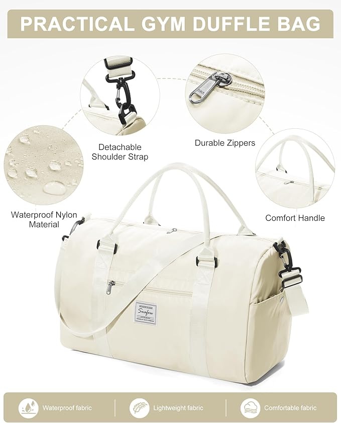 Gym Bag Womens,Travel Duffel Carry on Bag Sport Tote Bag Weekend Overnight Bag