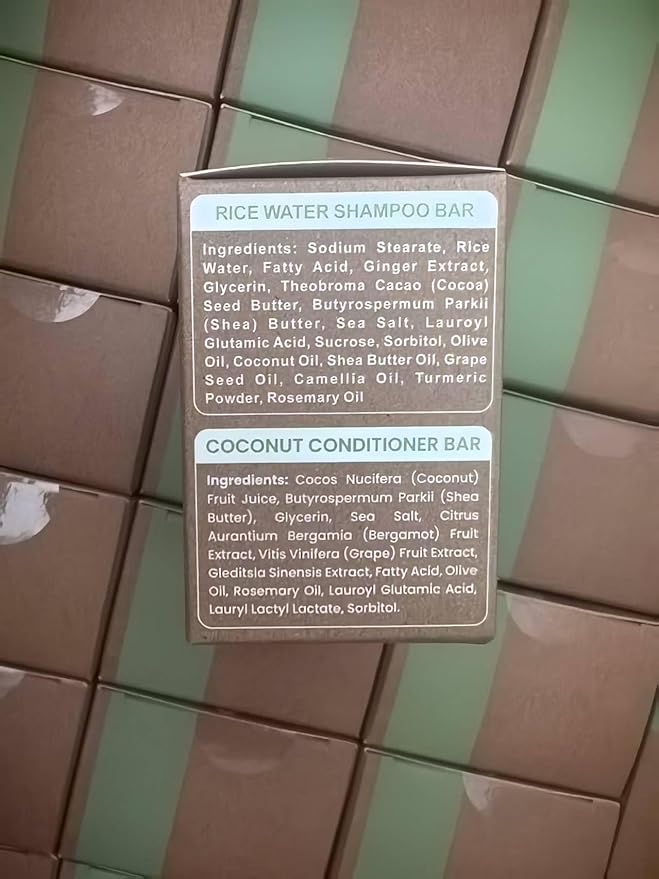 Muun Rice Water Shampoo and Conditioner Bar - Strengthening & Volumizing Solid Soap Bars, Clarifying Shampoo For Oily Hair & Scalp, pH Balanced, Sulfate & Silicone Free