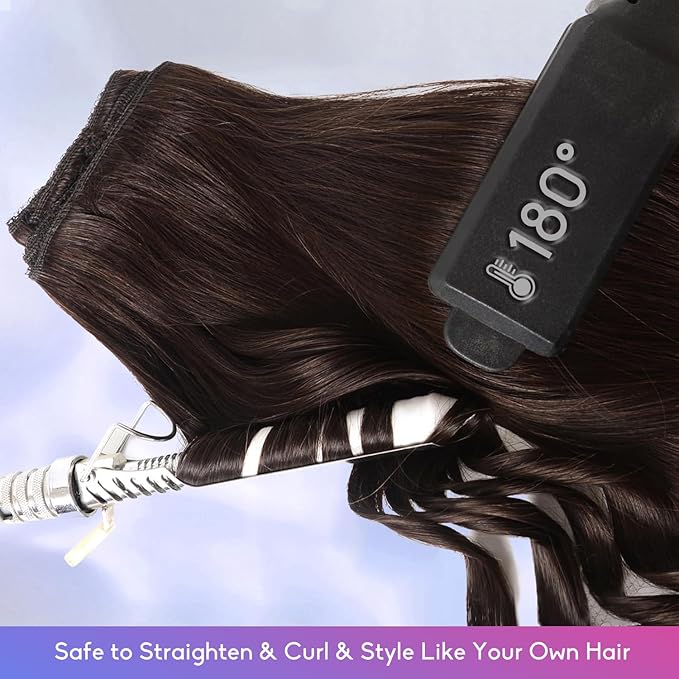 Dark Brown Clip in Hair Extensions Real Human Hair Invisible Seamless Remy Human Hair Clip in Extensions for Women 22 Inch 110g, 8pcs Per Set with Double Weft