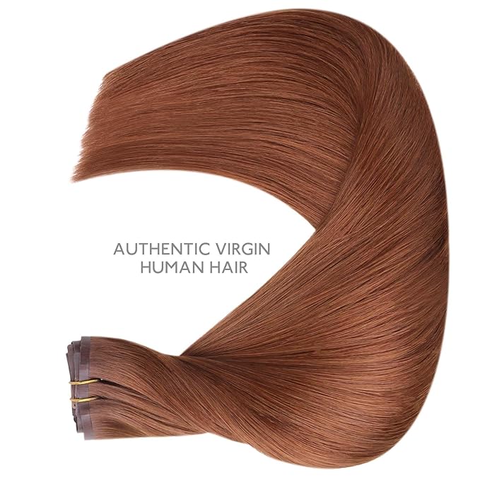 WENNALIFE Seamless Clip In Hair Extensions Human Hair, 18 Inch 130g 7pcs Dark Auburn Copper Real Hair Extensions Clip in Human Hair Invisible PU Skin Weft Natural Remy Human Hair Extensions