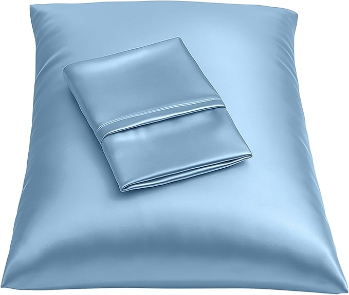 BLISSFORD Luxury Satin Pillowcase for Hair – King Satin Pillowcase with Zipper, Jewel Blue (Pillowcase Set of 2)