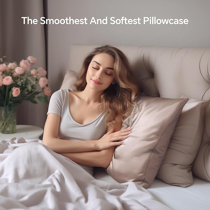 INFIIXSO Mulberry Silk Pillowcase for Hair and Skin, Silk Pillow Cases Queen Size Set of 2 with Hidden Zipper 20x30 Inches, Ultra Smooth and Soft Cooling Pillow Cases for Hot Sleepers(Caramel, 2 Pack)