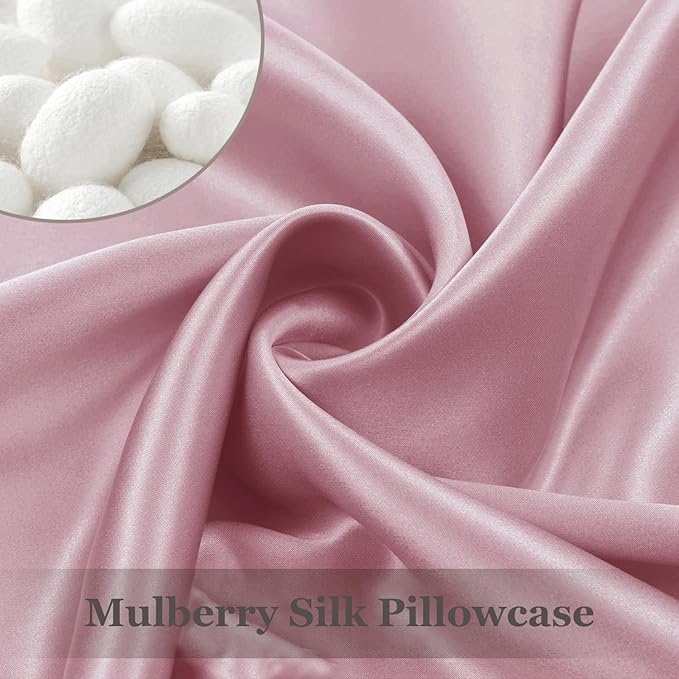 Adubor 100% Silk Pillowcase - Mulberry Silk Pillow Cases, 23 Momme 6A Grade Fibers, Silk Pillow Case for Hair and Skin Health, with Hidden Zipper (Queen 20''x30'', Pink, 1PC)