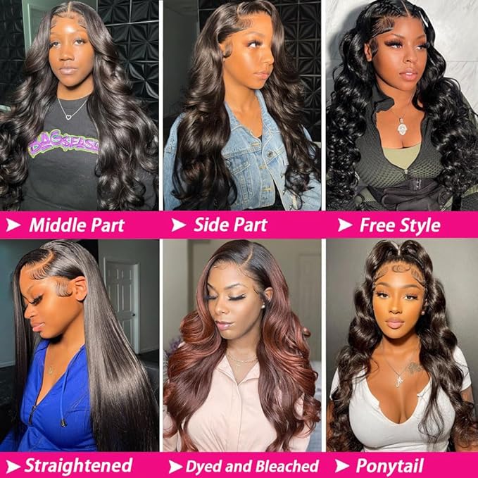 13x6 Body Wave Lace Front Wigs Human Hair Pre Plucked Glueless Wigs Human Hair 180% Density HD Transparent Lace Frontal Wigs Human Hair for Black Women Body Wave Wig 18 Inch