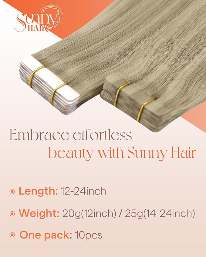 Sunny Hair Tape in Hair Extensions Real Human Hair Invisible Remy Hair Extensions Tape ins for Women Dark Honey Blonde Highlight Medium Blonde 18 inch 25G