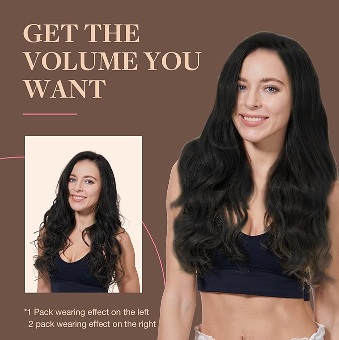 GOO GOO Clip in Hair Extensions Real Human Hair, Remy Human Hair Extensions Clip ins for Women, Natural Human Hair, 22inch 170g 7Pcs, #1 Jet Black