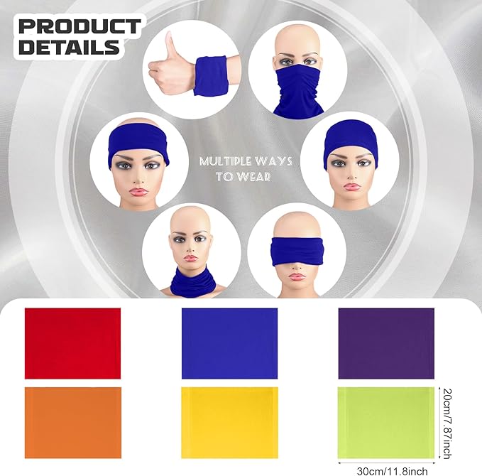 SATINIOR 6 Pcs Spandex Dreadlock Cap Dreadlock Tube Bands Unisex Men Women Elastic Hair Dreads Head Wraps Headbands for Dreads Accessories, 6 Colors (Rainbow Color)