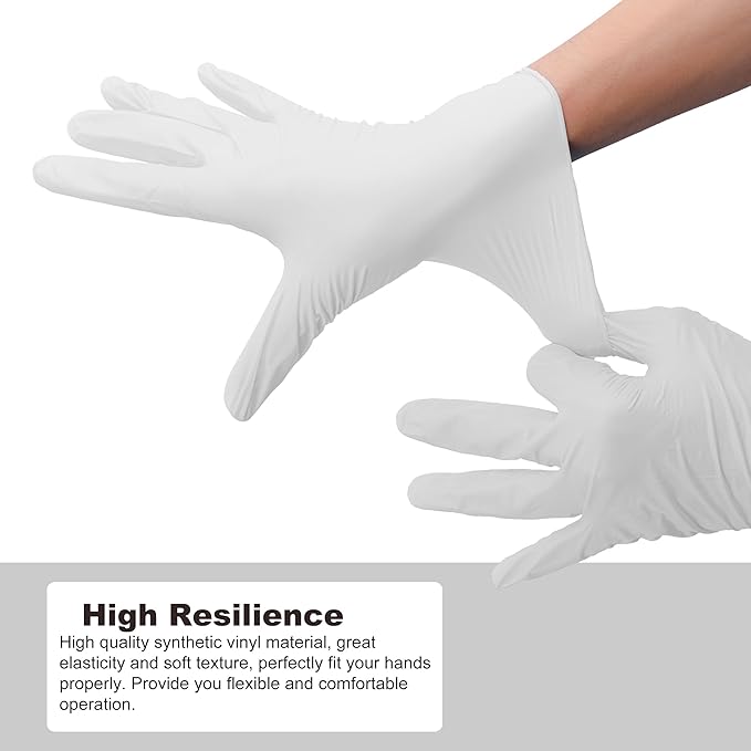 Disposable Gloves Small, Nitrile and Vinyl Blend Material Gloves, Latex Free 4 Mil 1000 Pc Food Grade Glove for Cleaning, Food Prep, Hair Dye, Tattoo, White