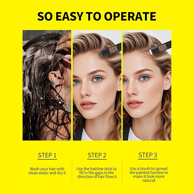 SEVICH Dual-Ended Root Touch Up Stick - Waterproof Hairline Enhancer for Sparse Hairlines & Gray Coverage, Non-Sticky Scalp Concealer with Beeswax, Instant Volume & Natural Look (Light brown)