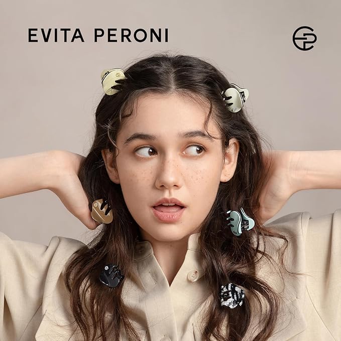 EVITA PERONI Small Hair Clips, Mini Hair Clip for Hair, Little Tiny Claw Clips for Women Girls Half Updo, Cream White