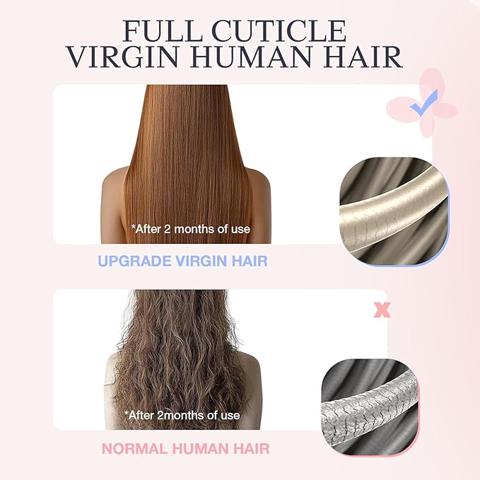 DOORES Invisible Clip in Hair Extensions 16 inch 110g 7pcs, Real Human Hair Invisi Edge Clip in Extensions, Virgin PU Clipins Straight Thickening, 16/22 Light Blonde Highlighted Golden Blonde