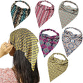 6 Pack Hair Scarf Headband for Women Elastic Bandana Head Scarf Large Boho Triangle Kerchief with Clips Non Slip Scarves