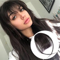 BOGSEA Clip in Bangs Real Human Hair Bangs Hair Clip with Temples Hairpieces for Women Natural Looking Fringe Hair Extension for Daily Wear(Wispy Bangs, (Brown Black))