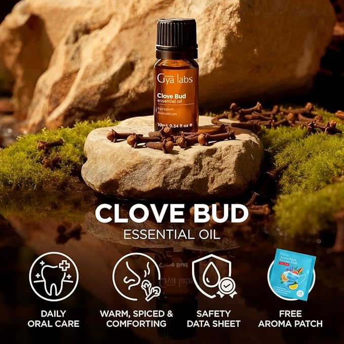 Gya Labs Clove Essential Oil - 0.34 Fl Oz - for Hair, Skin, Diffuser, Aromatherapy & DIY Candle Making Scent