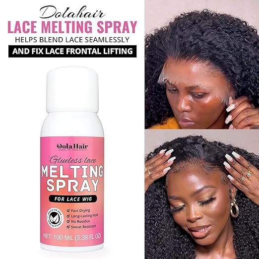 Dolahair Lace Glue Kit - Complete Set with Lace Tint Mousse, Wig Installation & Melting Spray (Dark Brown)