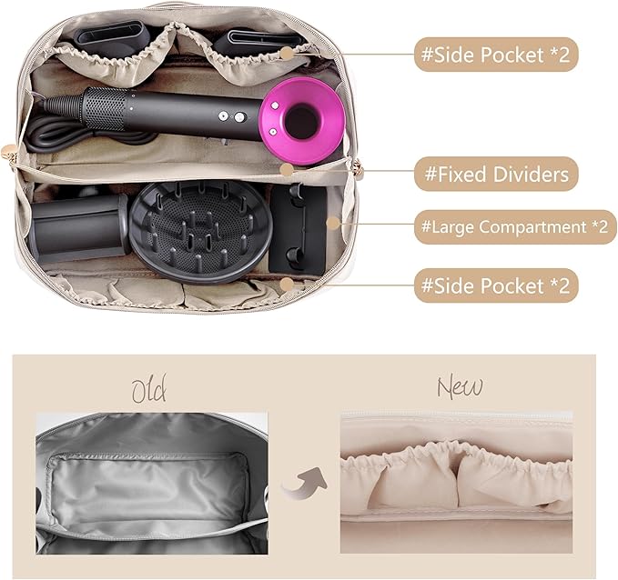 Travel Case Compatible with Dyson Airwrap Styler, Portable Supersonic Hair Dryer Travel Storage Bag, Waterproof Carrying Case Organizer for Shark Flexstyle and Attachments (White)