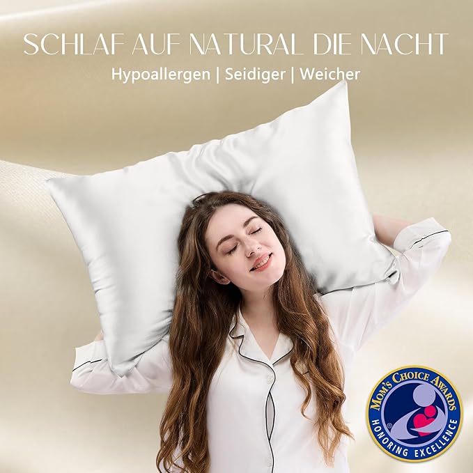 ZIMASILK 100% Pure Mulberry Silk Pillowcase for Hair and Skin Health,Soft and Smooth,Both Sides Premium Grade 6A Silk,600 Thread Count,with Hidden Zipper,1pc (King 20''x36'',White)