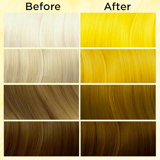 MOEHAIR Semi-Permanent Hair Color | Yellow Hair Dye 8 Oz | No Ammonia, Sulfate or Paraben | Easy-to-use & Apply at Home | Vegan & Cruelty-Free | Voodoo Sunny Hair Color | Neon Yellow Hair Dye