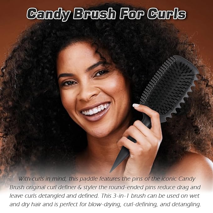 Candy Brush Curl Defining Hair Brush for Effortlessly Detangling Shaping and Styling Curls, Curl Brushes with EdgeLift for All Wet or Dry Hair Types for Women and Girl, Reduce Pulling and Frizzing