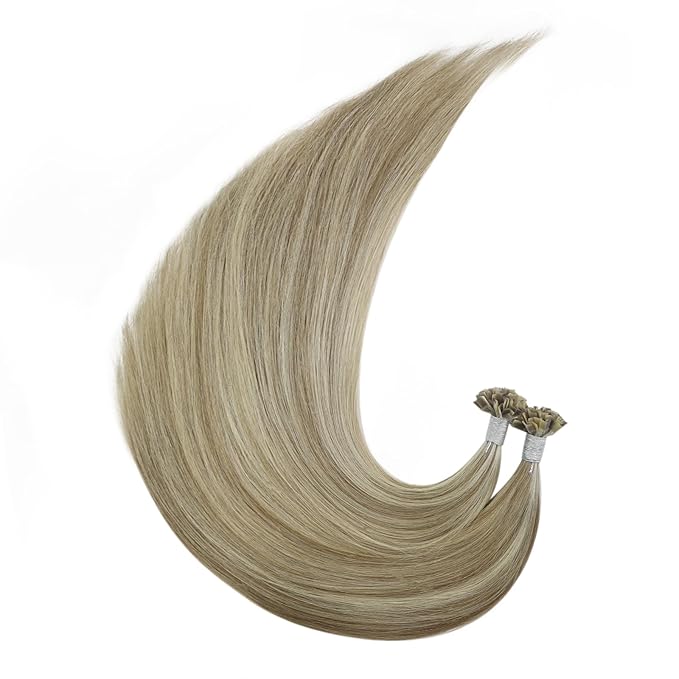 YoungSee K Tip Hair Extensions Real Human Hair Light Brown K Tip Extensions for Women Light Brown Highlight Blonde Hair Extensions K Tip 22in Ktip Hair Extensions Remy Human Hair Straight 50s/50g