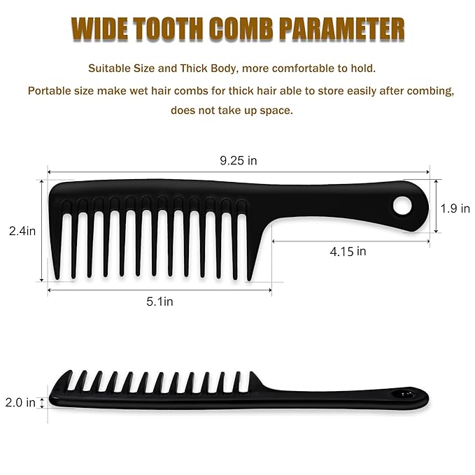 MODENGKONGJIAN 4PCS Wide Tooth Detangling Comb, Large Hair Styling Comb for Curly, Wet, Long Hair (Multi-colored, Polypropylene, Handgrip)