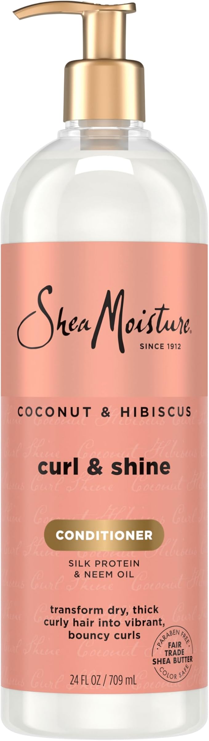 Shea Moisture Curl & Shine Conditioner Coconut & Hibiscus, for Thick, Curly Hair, to Moisturize & Soften, 24 oz