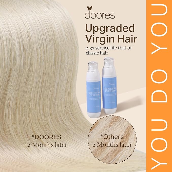 DOORES Hair Extensions Clip in Human Hair Platinum Blonde 20 Inch 120g 7pcs Clip in Real Human Hair Extensions Natural Human Hair Extensions Straight Thick