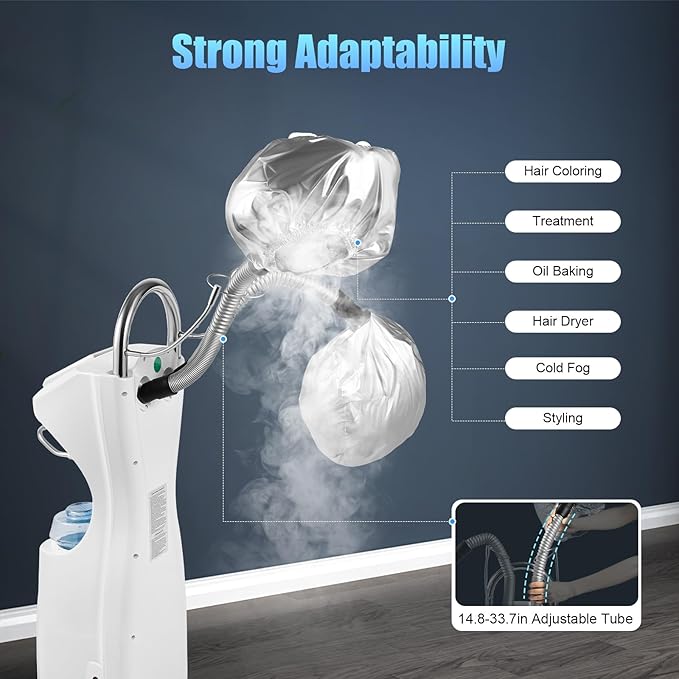 Hair Steamer Professional Hair Salon Steamer,Hair Steamer with Temperature and Time Adjustment (700W White)