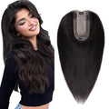 SEGO Real Human Hair Topper for Women, No Bangs Hair Topper with Anti-Slip Clips (8 Inch#1B Natural black)