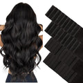 GOO GOO Invisi Edge Tape in Hair Extensions Human Hair, 1B Natural black 20pcs injected with 20pcs classical tape ins, 12inch 80g, Virgin Remy Hair, Natural Look