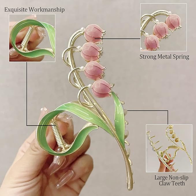 4Pcs Hair Clips for Women Large Non-Slip Strong Metal Hair Claw: Butterfly, Flower, Mermaid Sparkly Jaw Claws for Thick Hair
