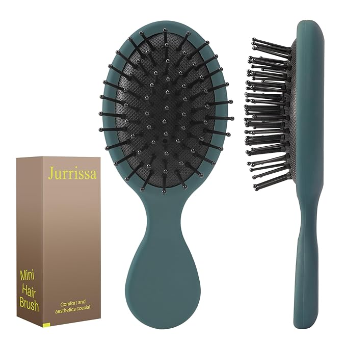Mini Hair Bursh for Women,girls-Protable Travel Size Hair Brush for Pockets,Purse,backpack-Mini Detangler Brush for All Hair Types,Small Hair Brush for Detangling (1 Pack-Green)