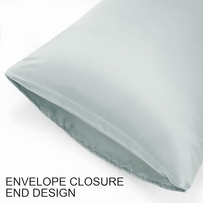 uxcell 2 Pack Silk Satin Pillowcase for Hair and Skin, Cool, Silky, Soft Breathable Pillow Cases Standard Size 20x26 Inch Sateen Pillowcase Light Gray with Envelope Closure