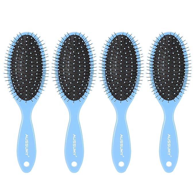 Air Cushion Detangling Hair Brush - 4 Pack Detangler Hairbrush with Ultra Soft Bristles for Effortless Tangle Removal - For Wet Dry Damaged Curly Hair for Women Men Boys Girls Kids - Blue
