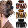 2.7 Inch Hair Claw Clips No Slip Matte Black & Leopard Unbreakable Claw Clips for Momen Thin and Medium Thick Hair, 3 Pack