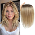 Human Hair Toppers for Women Real HairTopper with Thinning Hair 120% Density Round Shaped Swiss Base Hair Pieces 40g-Medium Brown to Creamy Iced Blone（4T1016#）