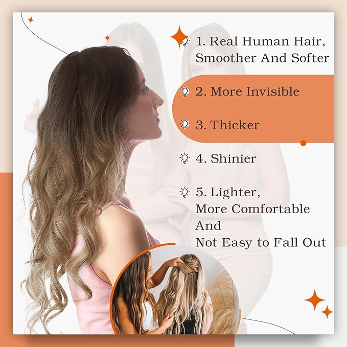 Full Shine Balayage Tape in Hair Extensions Real Human Hair Color 2/6/18 Hair Extensions Tape ins Skin Weft Glue in Human Hair 18 Inch Straight Human Hair Extension 50Gram Invisible Extensions 20Pcs