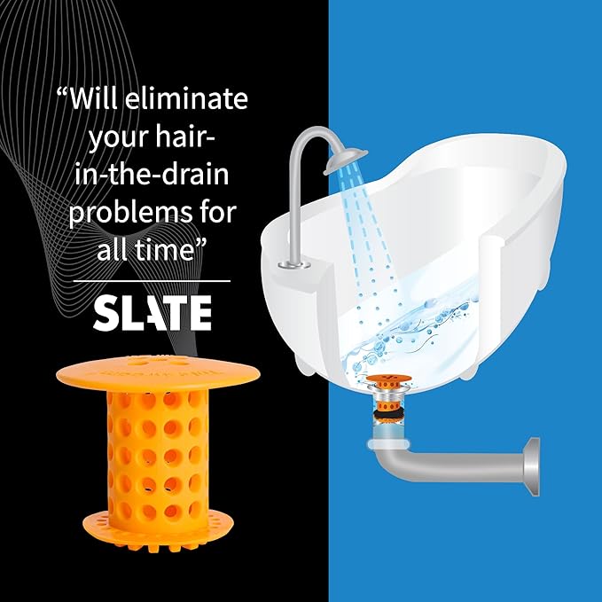 TubShroom Tub Drain Hair Catcher Strainer, Orange – Drain Protector and Hair Catcher for Bathroom Drains, Fits 1.5” – 1.75” Bathtub and Shower Tub Drains