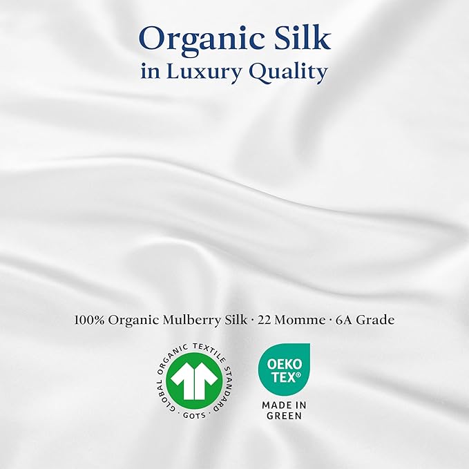 Premium Silk Pillowcase 100% Organic Mulberry Silk, 22 Momme, Grade 6A - Oeko-Tex Certified in Germany - Luxury for Hair & Skin, 1 Piece (Queen Size 20x30 Inches, Pale Lavender)