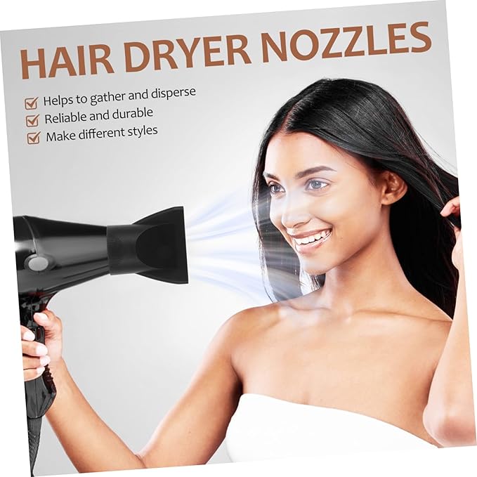 FRCOLOR 2pcs Universal Hair Dryer Nozzle Attachment Concentrator and Curly Hair Diffuser Tips for Blow Dryers Salon Styling Accessories Black