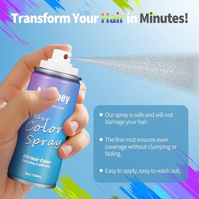 Halloween Hair Spray,Temporary Hair Color Spray for Women Kids Men,Washable Hairspray,Colored Hair Spray,Color Hairspray for Halloween,Party,Cosplay,Christmas Day (06#Gray)