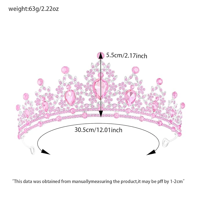 Princess Tiara and Crown for Women Wedding Tiaras for Bridal girls Tiaras and Crystal Crowns Rhinestone Headband Metal Hair Accessories for Costume Birthday Party Prom Gifts