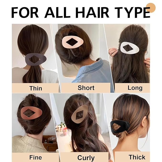 5 PCS Flat Hair Clips, No Crease Flat Claw Clips for Women, Large Strong Hold Barrettes for Thick Thin Hair, French Duckbill Styling Accessories(Neutral Matte)